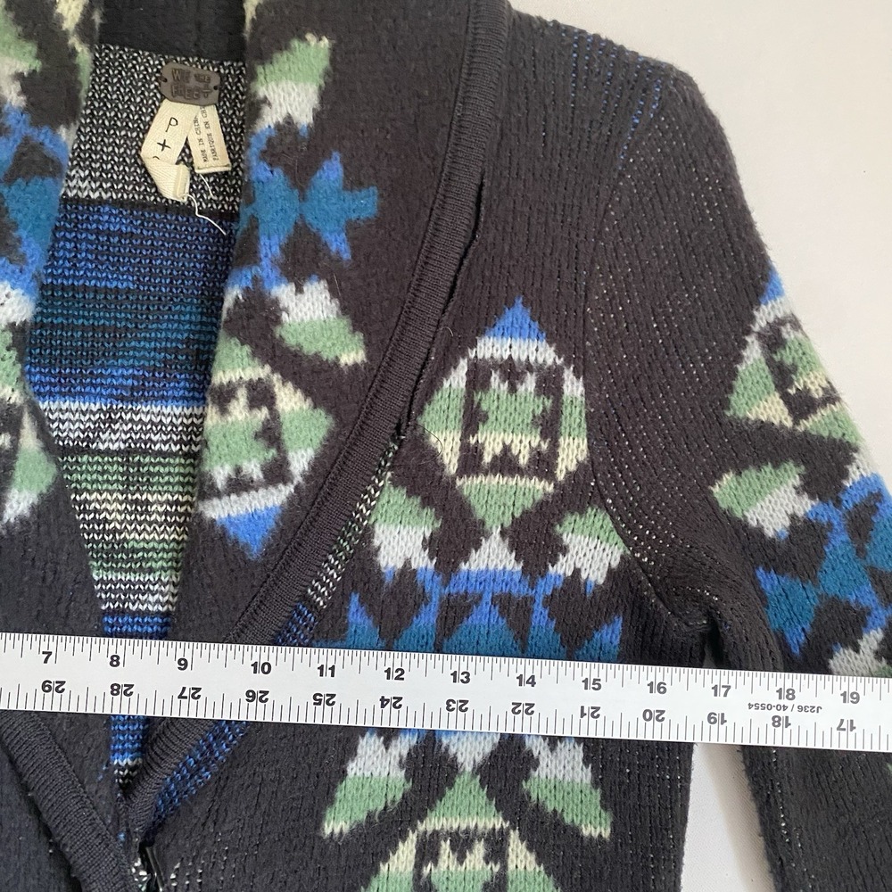 Free People Cardigan Size S Aztec Geometric Wool Boho Southwestern Coatigan - Picture 3 of 10